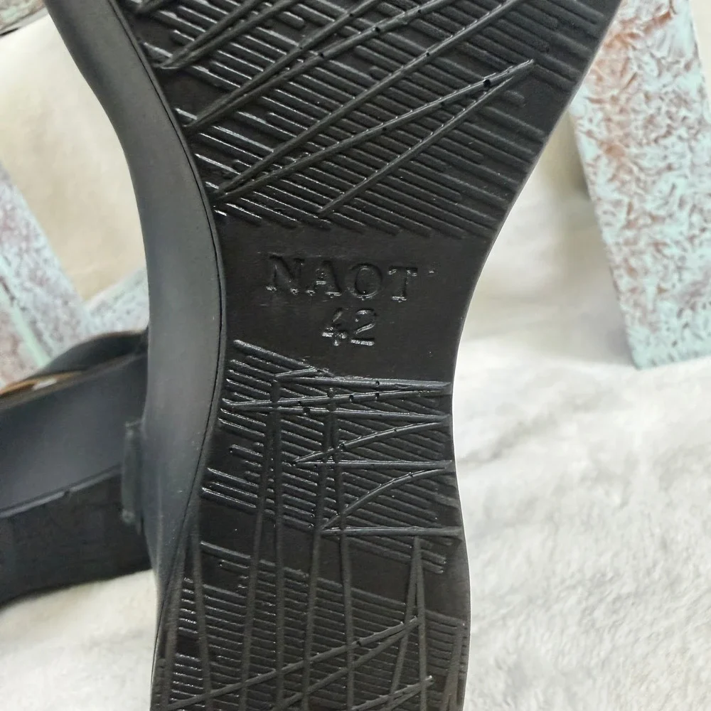 Naot Wedge Sandals Women‎ 42 Black Brown Leather Strappy Platform Comfort Shoes